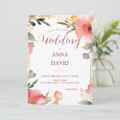 Elegant chique pastel bloemenbruiloft Waterverf Kaart (Staand voorkant)