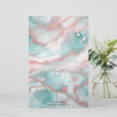 Elegant chique pastelmarmer met Rozen gouden accen Briefpapier (Staand voorkant)