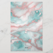 Elegant chique pastelmarmer met Rozen gouden accen Briefpapier (Achterkant)