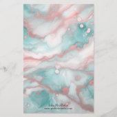 Elegant chique pastelmarmer met Rozen gouden accen Briefpapier (Voorkant)