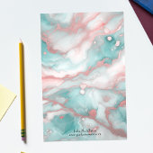 Elegant chique pastelmarmer met Rozen gouden accen Briefpapier