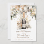 Elegant Chique Pensioen Partij | Champagneballonne Kaart (Voorkant)