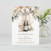Elegant Chique Pensioen Partij | Champagneballonne Kaart (Staand voorkant)