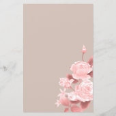 Elegant chique Roos blanco bruiloft menu (Achterkant)