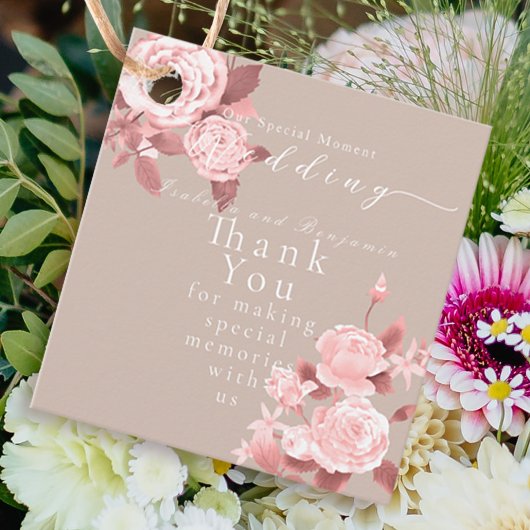 Elegant chique Roos bruiloft Bedankjes Labels