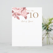 Elegant chique Roos bruiloft blanco zitkaarten (Staand voorkant)
