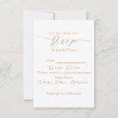 Elegant chique Roos bruiloft Diner Optie RSVP (Voorkant)