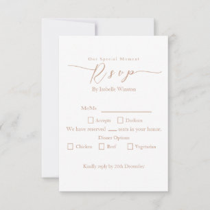Elegant chique Roos bruiloft Diner Optie RSVP Kaartje