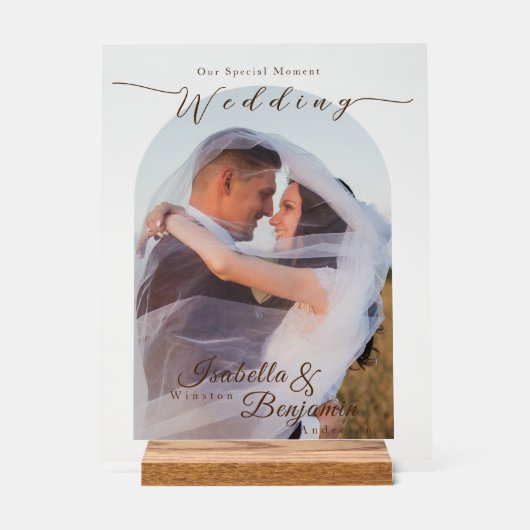 Elegant chique Roos bruiloft foto Acryl Bord (Voorkant)