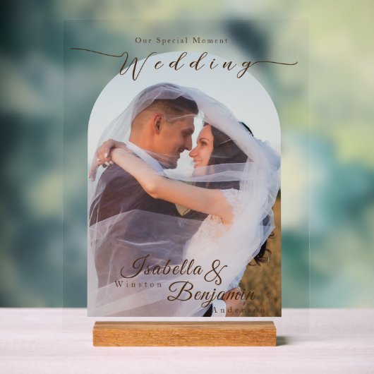 Elegant chique Roos bruiloft foto Acryl Bord (Neutraal)