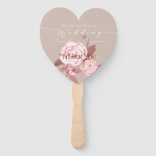 Elegant chique Roos bruiloft Handwaaier (Voorkant)