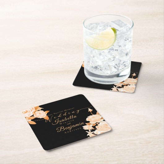 Elegant chique Roos bruiloft Kartonnen Onderzetters (Insitu)