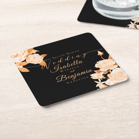 Elegant chique Roos bruiloft Kartonnen Onderzetters (Schuin)