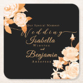Elegant chique Roos bruiloft Kartonnen Onderzetters (Voorkant)