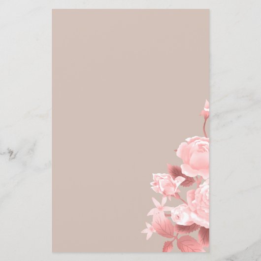 Elegant chique Roos bruiloft menu (Achterkant)