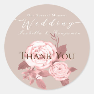 Elegant chique Roos bruiloft Ronde Sticker