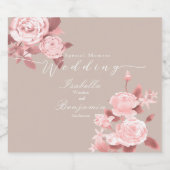 Elegant chique Roos bruiloft Sparkling Wijnetiket (Enkel label)