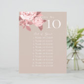 Elegant chique Roos bruiloft zitkaarten (Staand voorkant)