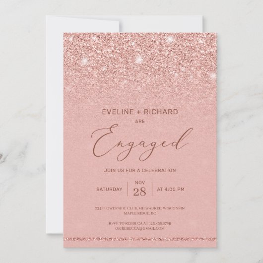 Elegant chique roos gouden glitter sprankelt verlo kaart (Voorkant)