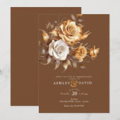 Elegant chique Roos | Romantische verlovingsfeest Kaart (Voorkant / Achterkant)