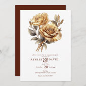 Elegant chique Roos | Romantische verlovingsfeest Kaart (Voorkant / Achterkant)