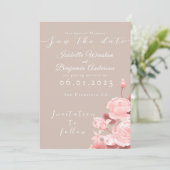Elegant chique Roos Save the Date Kaart (Staand voorkant)