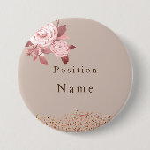 Elegant chique Roos trouwnaam Ronde Button 7,6 Cm (Voorkant)