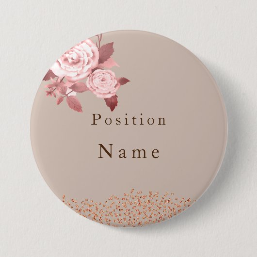 Elegant chique Roos trouwnaam Ronde Button 7,6 Cm (Voorkant)