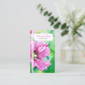 Elegant chique roze bloemig visitekaartje (Staand voorkant)