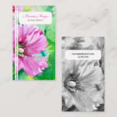 Elegant chique roze bloemig visitekaartje (Voorkant / Achterkant)