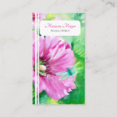 Elegant chique roze bloemig visitekaartje (Voorkant)