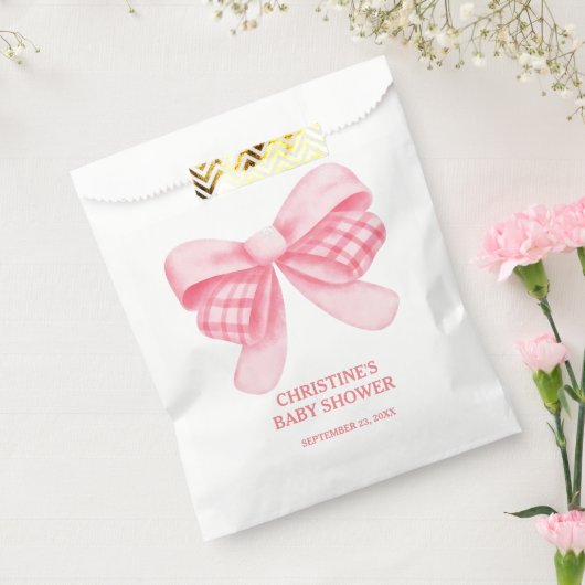 Elegant & Chique Roze Bow Meisje Baby shower Bedankzakje (Gezegeld)