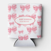 Elegant & Chique Roze Bow Meisje Baby shower Blikjeskoeler (Voorkant)