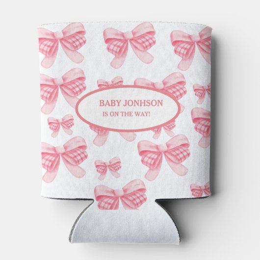 Elegant & Chique Roze Bow Meisje Baby shower Blikjeskoeler (Achterkant)