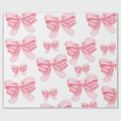 Elegant & Chique Roze Bow Meisje Baby shower Cadeaupapier (Vlak)