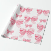 Elegant & Chique Roze Bow Meisje Baby shower Cadeaupapier (Uitgerold)