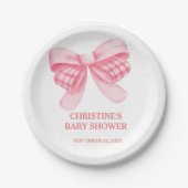 Elegant & Chique Roze Bow Meisje Baby shower Papieren Bordje (Voorkant)
