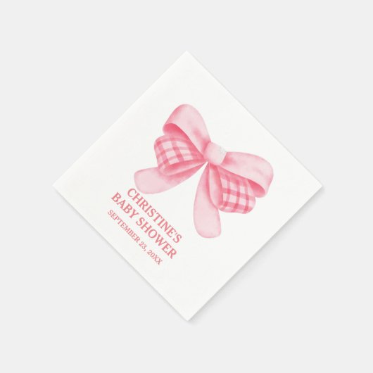 Elegant & Chique Roze Bow Meisje Baby shower Servet (Hoek)