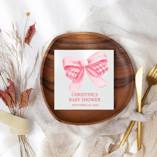Elegant & Chique Roze Bow Meisje Baby shower Servet
