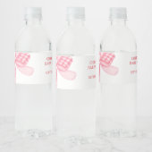 Elegant & Chique Roze Bow Meisje Baby shower Waterfles Etiket (Flessen)