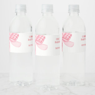 Elegant & Chique Roze Bow Meisje Baby shower Waterfles Etiket