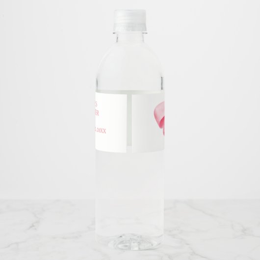 Elegant & Chique Roze Bow Meisje Baby shower Waterfles Etiket (Achterkant)