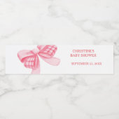 Elegant & Chique Roze Bow Meisje Baby shower Waterfles Etiket (Enkel label)