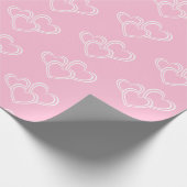 Elegant, chique roze en witte drie harten patroon cadeaupapier (Hoek)