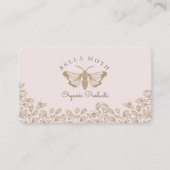 Elegant & Chique Roze & Gouden Bloemen & Moth Logo Visitekaartje (Voorkant)