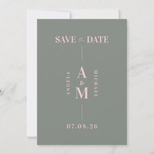 Elegant Chique Roze Groen Bruiloft Save the Date