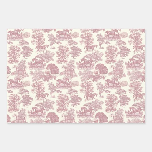 Elegant chique roze paard toilet inpakpapier vel (Voorkant 3)