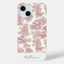 Elegant chique roze paard toilet naam iPhone 15 case