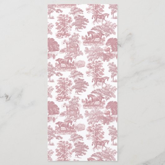 Elegant  chique roze paardentoilet programmakaart (Achterkant)