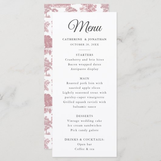 Elegant chique roze paardentoilet programmakaart (Voorkant / Achterkant)